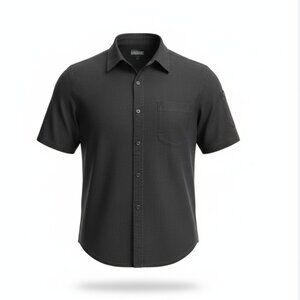 Chef Works Urban Collection Chef Shirt L Black Short Sleeve Culinary EUC